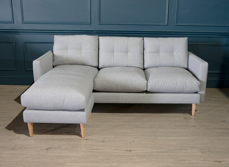 2 Leith Chaise LHF in Two Tone Plain Grey Front